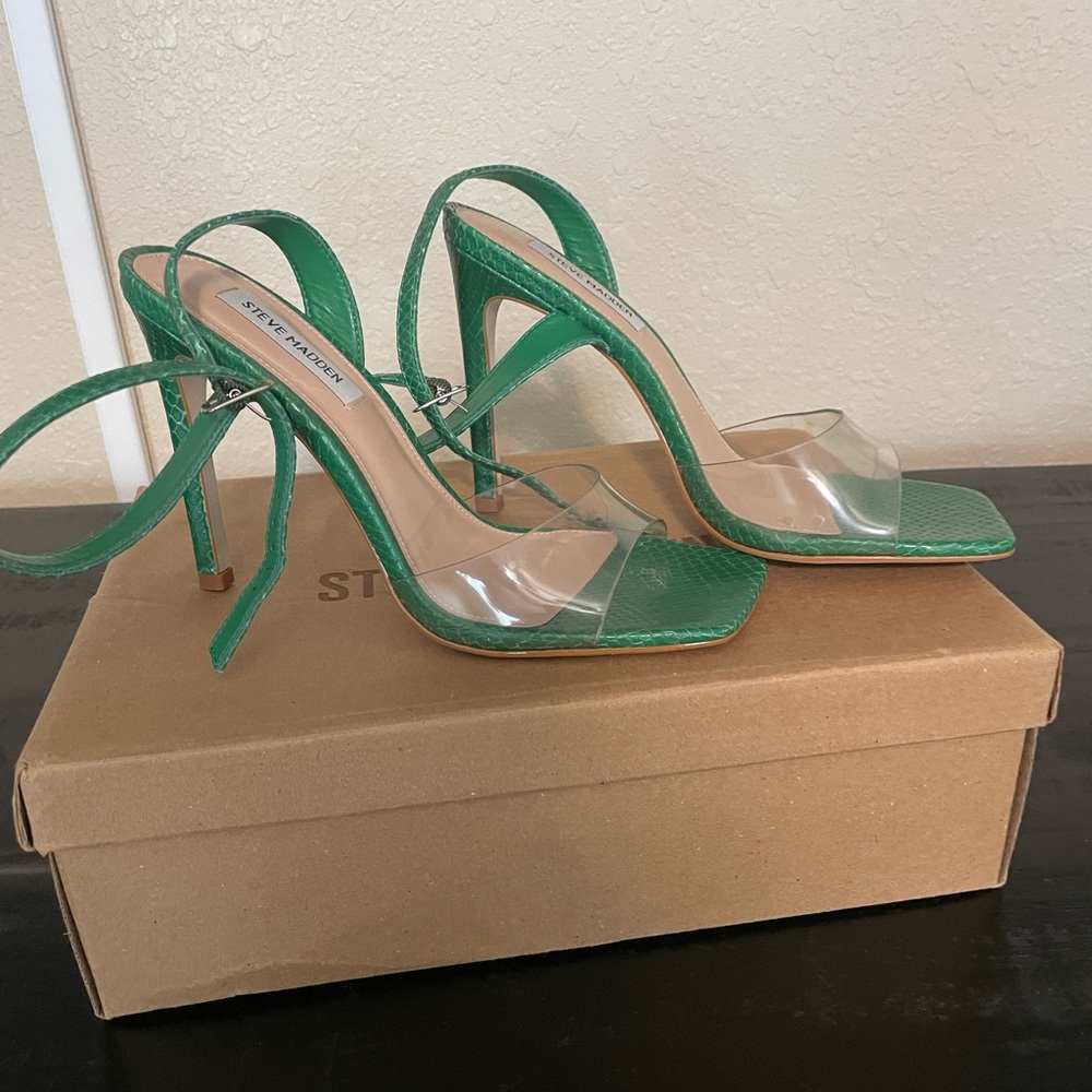 Steve Madden Jessenia Emerald Green Strappy Heels